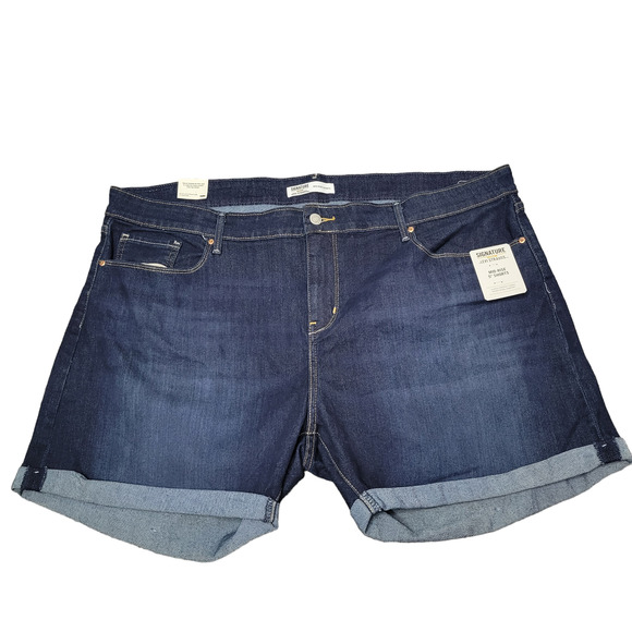 Signature Levi Strauss Co Gold Label Mid-Rise 5" Dark Wash Shorts Women 20/W35 - Picture 1 of 5